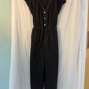 H&M Black Wide Leg Denim Jumpsuit